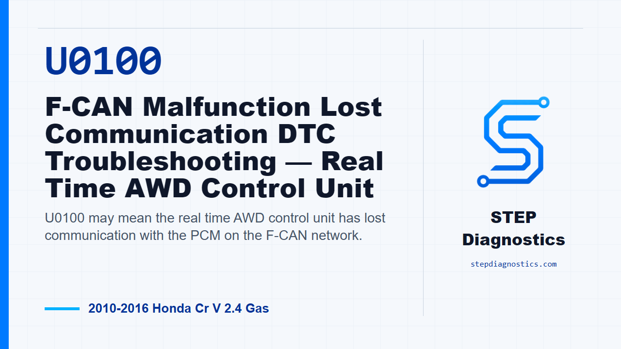 U0100 F-CAN Malfunction Lost Communication DTC Troubleshooting — Real Time AWD Control Unit - 20... for 2010-2016 Honda Cr V 2.4 Gas