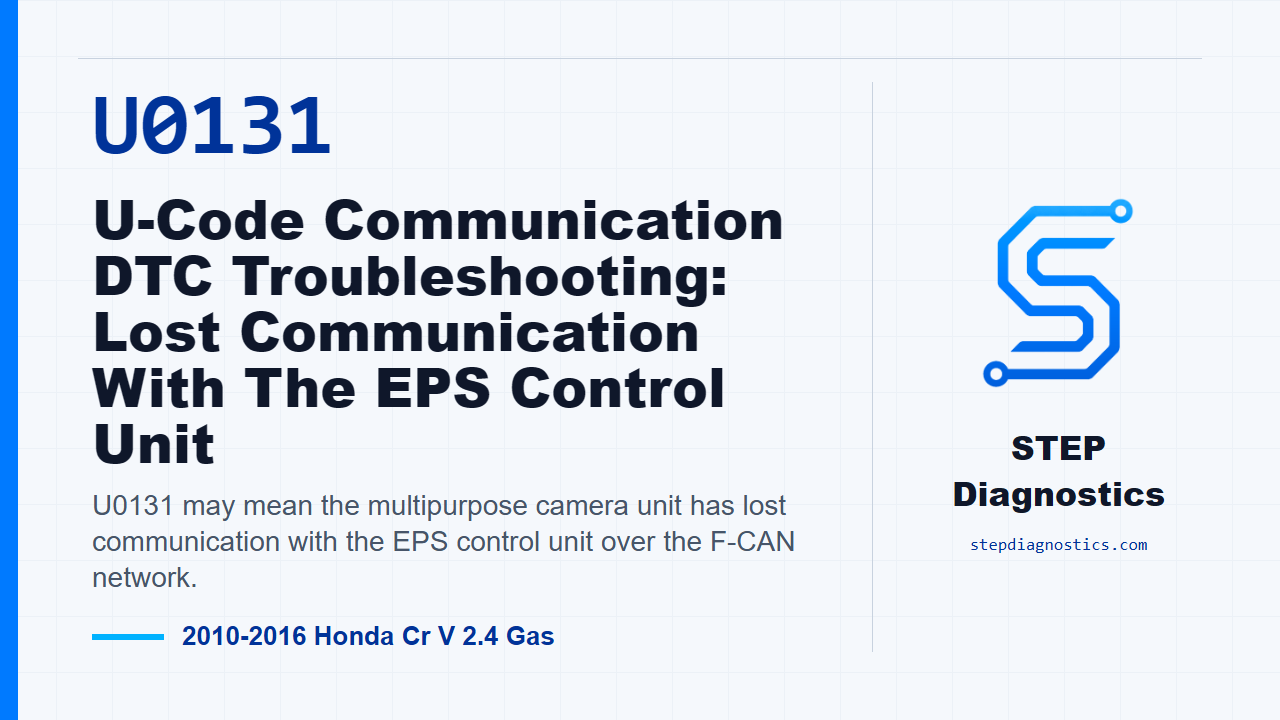 U0131 U-Code Communication DTC Troubleshooting: Lost Communication With The EPS Control Unit - 2... for 2010-2016 Honda Cr V 2.4 Gas