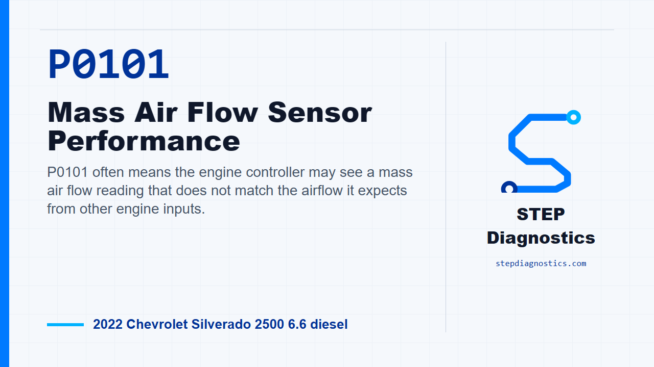 P0101 Mass Air Flow Sensor Performance for 2022 Chevrolet Silverado 2500 6.6 diesel