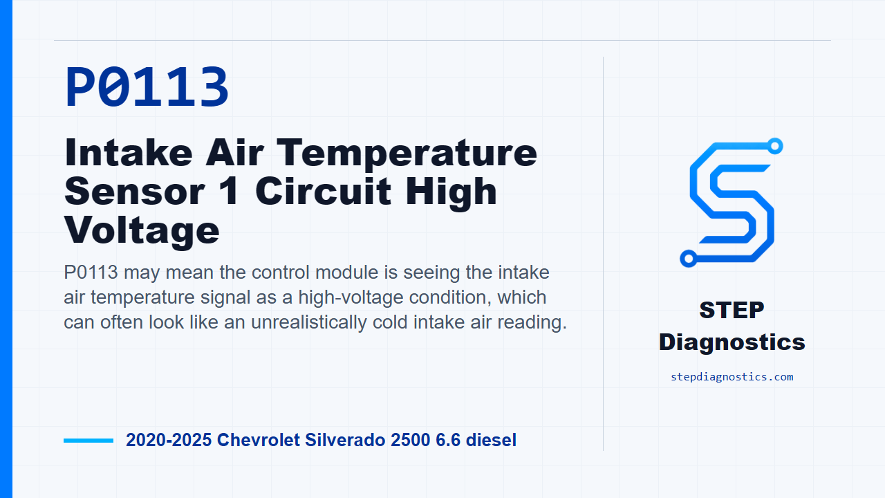 P0113 Intake Air Temperature Sensor 1 Circuit High Voltage for 2020-2025 Chevrolet Silverado 2500 6.6 diesel