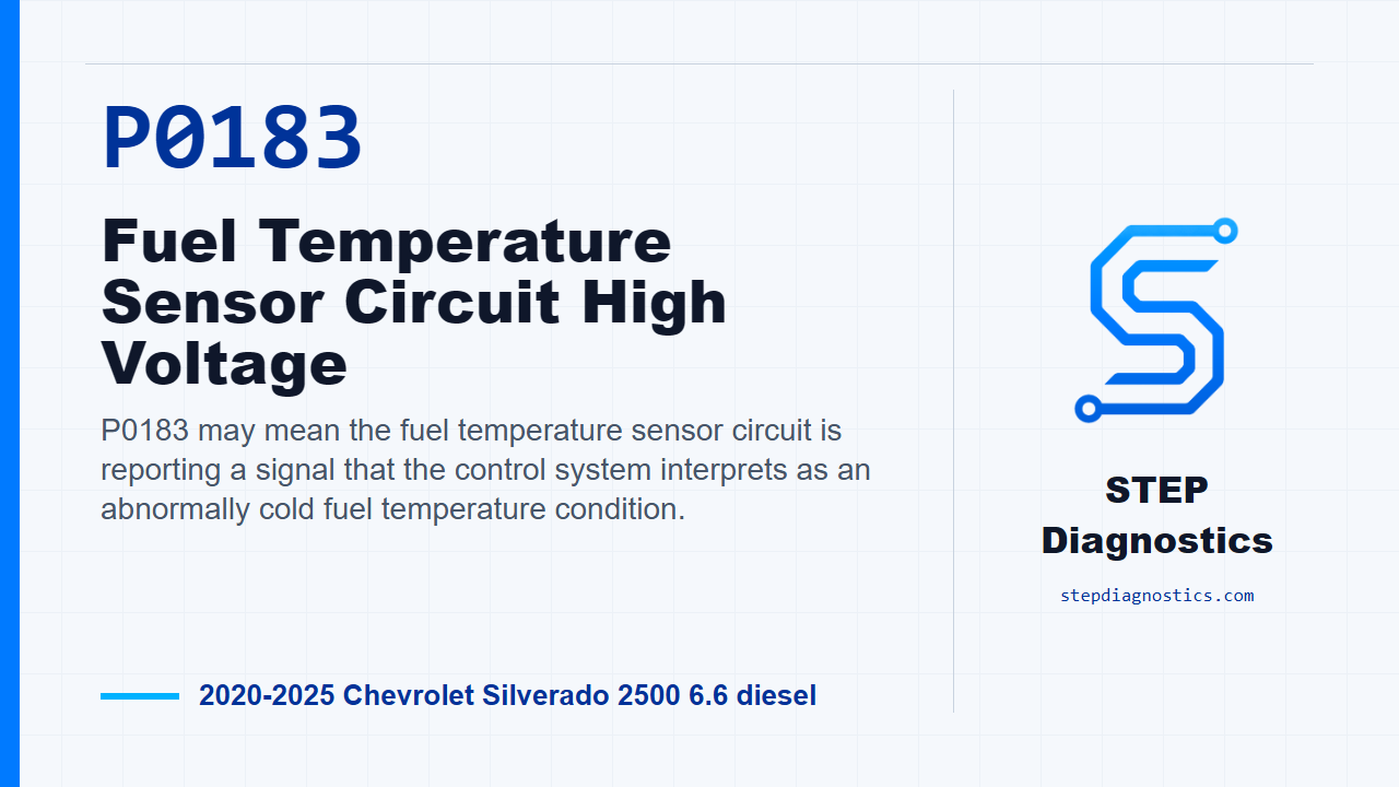 P0183 Fuel Temperature Sensor Circuit High Voltage for 2020-2025 Chevrolet Silverado 2500 6.6 diesel