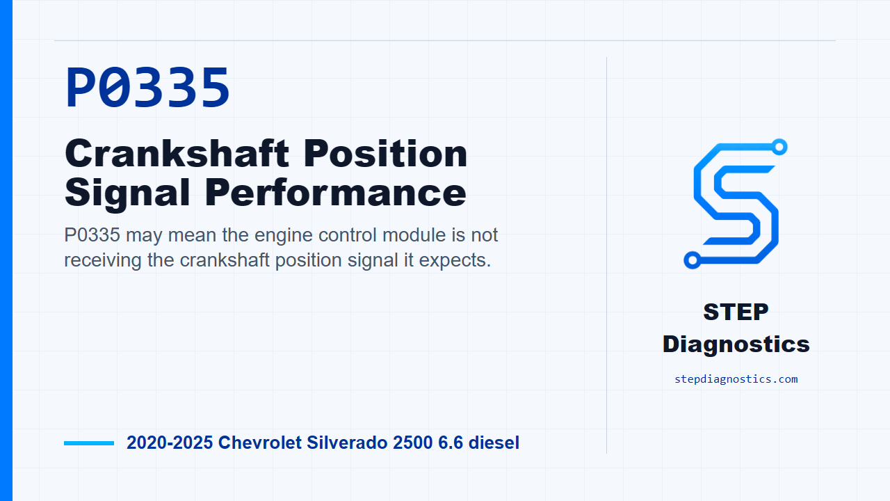 P0335 Crankshaft Position Signal Performance for 2020-2025 Chevrolet Silverado 2500 6.6 diesel