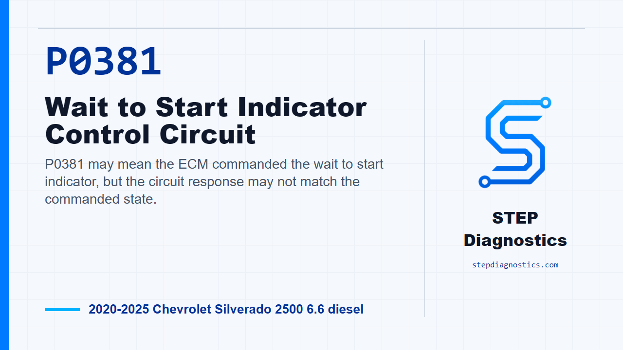 P0381 Wait to Start Indicator Control Circuit for 2020-2025 Chevrolet Silverado 2500 6.6 diesel