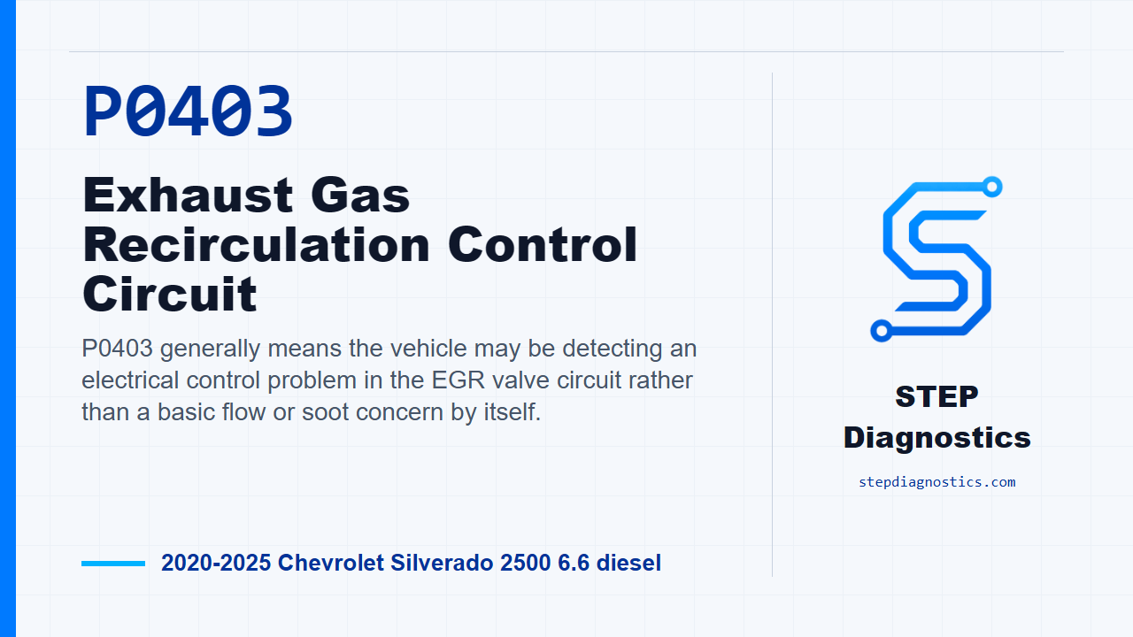 P0403 Exhaust Gas Recirculation Control Circuit for 2020-2025 Chevrolet Silverado 2500 6.6 diesel