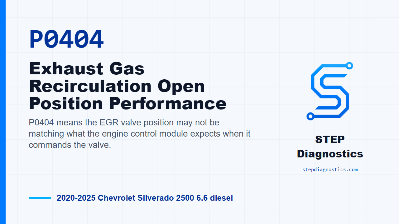 P0404 Exhaust Gas Recirculation Open Position Performance for 2020-2025 Chevrolet Silverado 2500 6.6 diesel