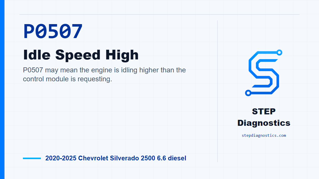 P0507 Idle Speed High for 2020-2025 Chevrolet Silverado 2500 6.6 diesel