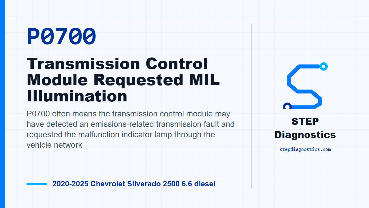 P0700 Transmission Control Module Requested MIL Illumination for 2020-2025 Chevrolet Silverado 2500 6.6 diesel