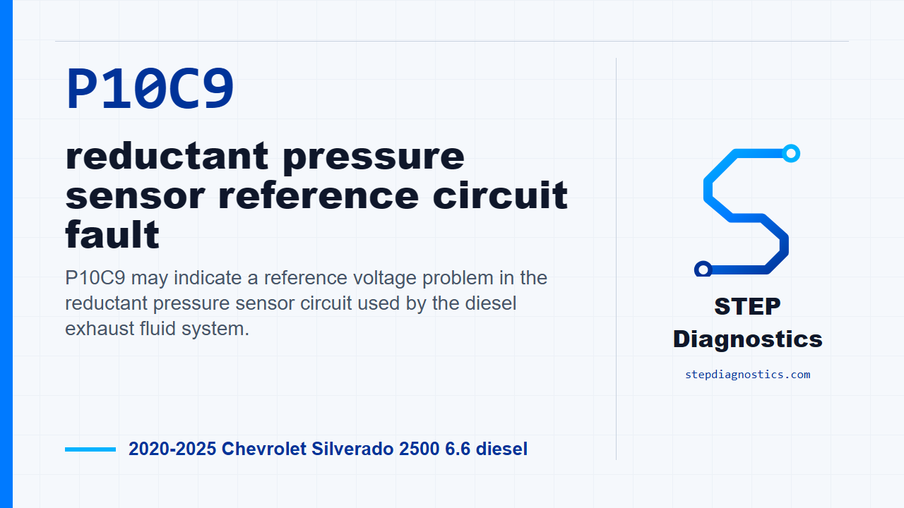 P10C9 reductant pressure sensor reference circuit fault for 2020-2025 Chevrolet Silverado 2500 6.6 diesel