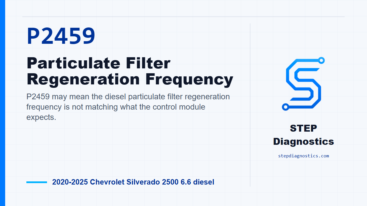 P2459 Particulate Filter Regeneration Frequency for 2020-2025 Chevrolet Silverado 2500 6.6 diesel