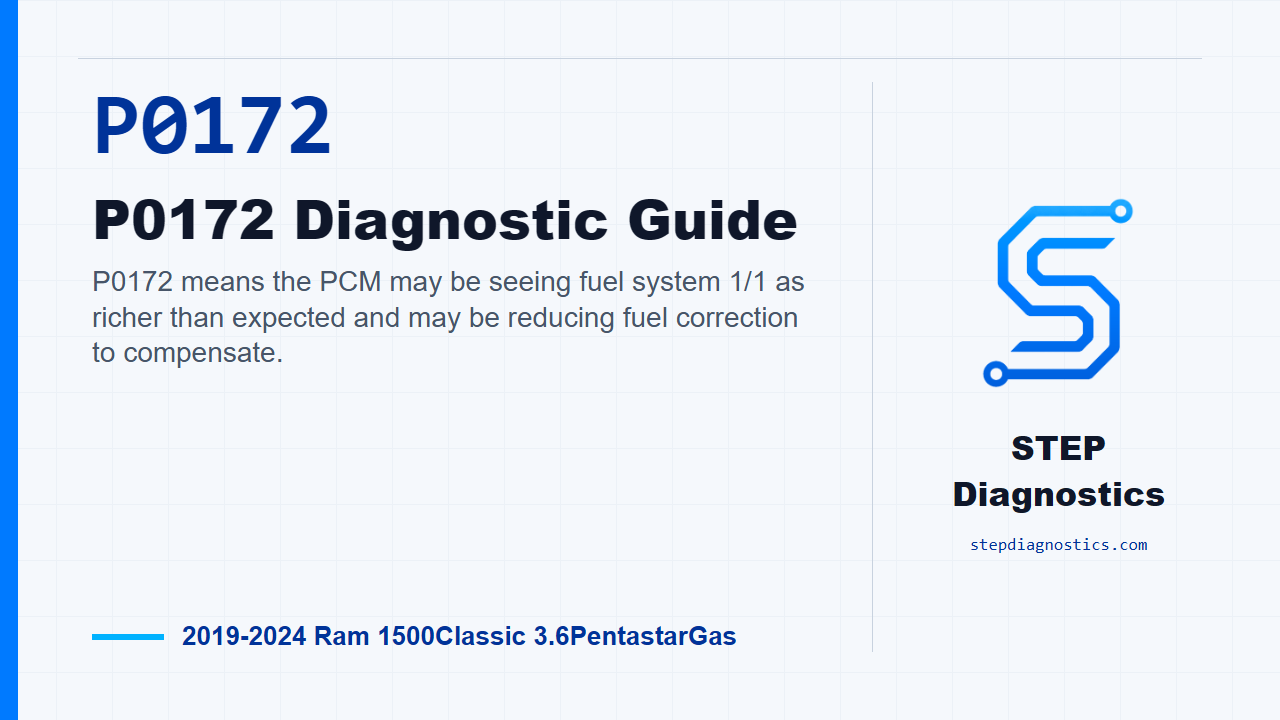 P0172 P0172 Diagnostic Guide for 2019-2024 Ram 1500Classic 3.6PentastarGas