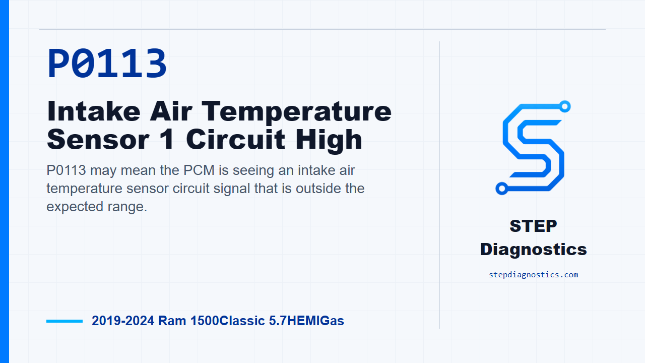 P0113 Intake Air Temperature Sensor 1 Circuit High for 2019-2024 Ram 1500Classic 5.7HEMIGas