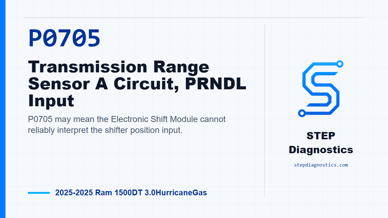 P0705 Transmission Range Sensor A Circuit, PRNDL Input for 2025-2025 Ram 1500DT 3.0HurricaneGas