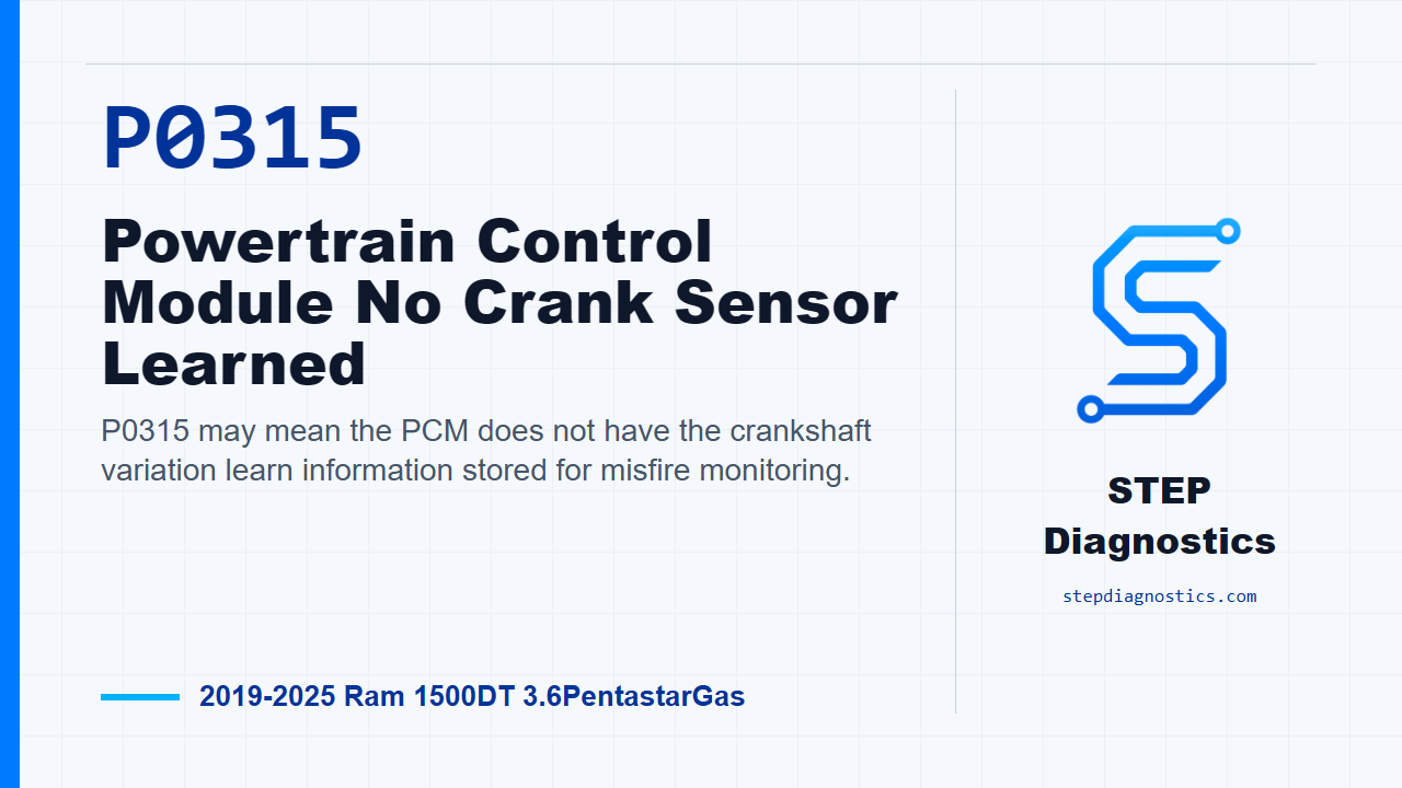 P0315 Powertrain Control Module No Crank Sensor Learned diagnostic guide