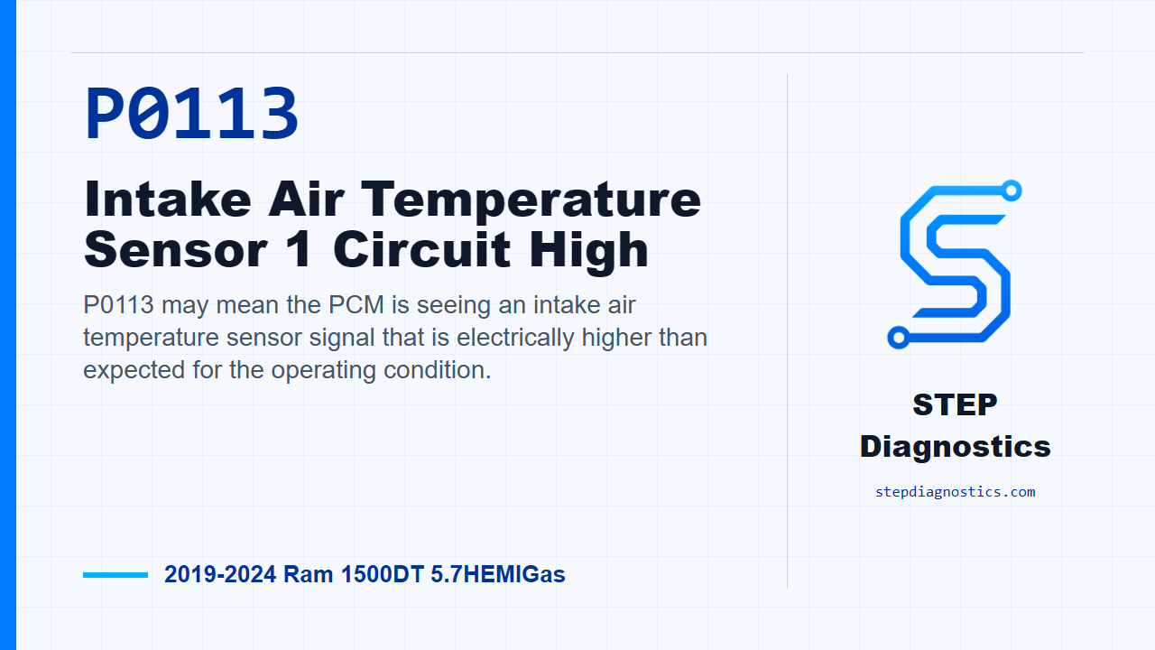 P0113 Intake Air Temperature Sensor 1 Circuit High for 2019-2024 Ram 1500DT 5.7HEMIGas
