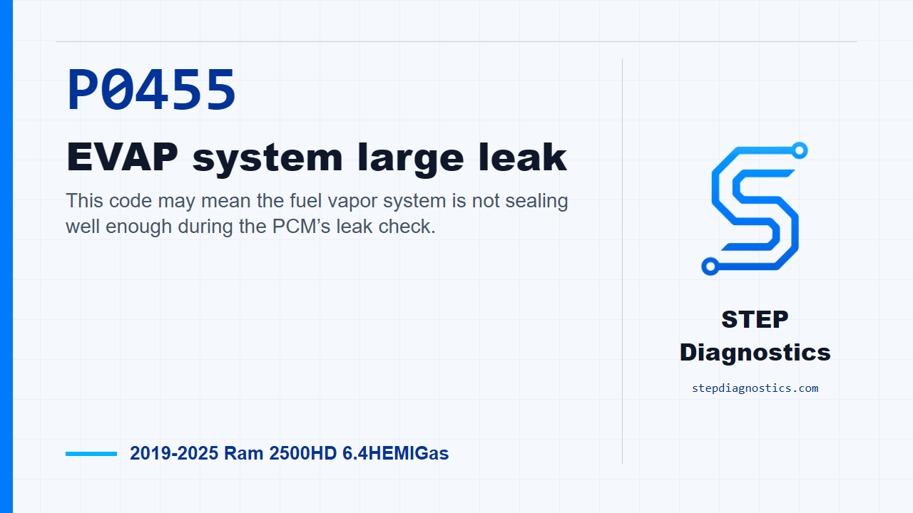 P0455 EVAP system large leak diagnostic guide